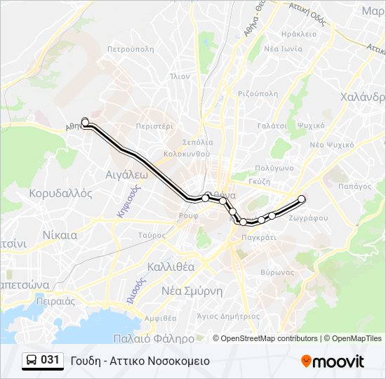 Χάρτης Γραμμής 031 λεωφορείο