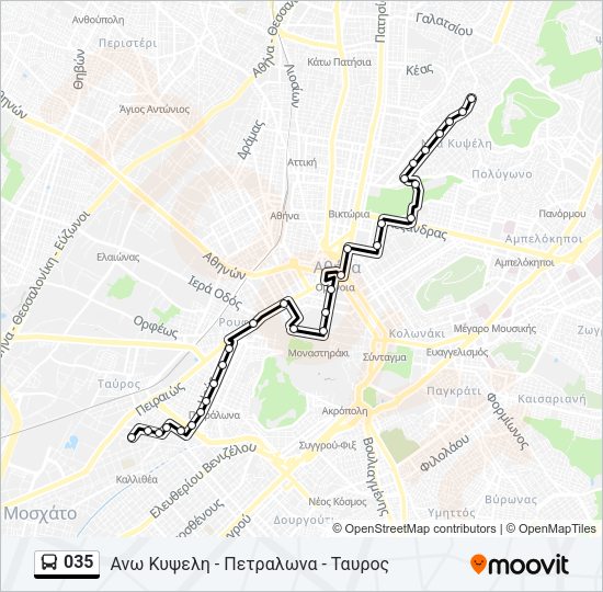 Χάρτης Γραμμής 035 λεωφορείο