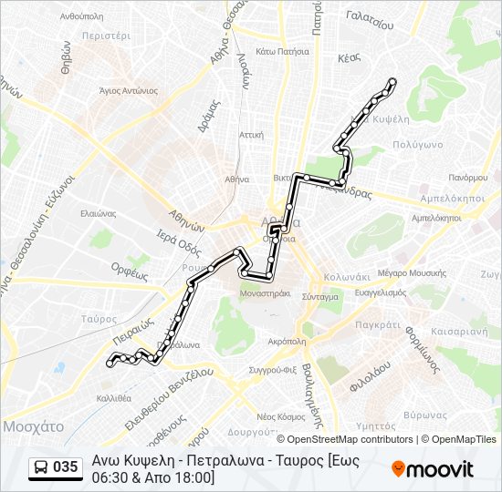 Χάρτης Γραμμής 035 λεωφορείο
