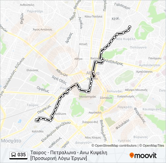 Χάρτης Γραμμής 035 λεωφορείο