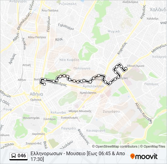 Χάρτης Γραμμής 046 λεωφορείο