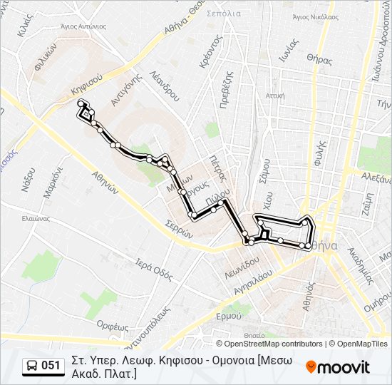 Χάρτης Γραμμής 051 λεωφορείο