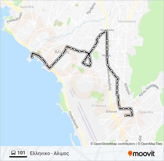 Χάρτης Γραμμής 101 λεωφορείο