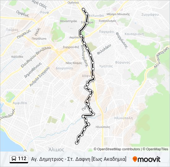 Χάρτης Γραμμής 112 λεωφορείο