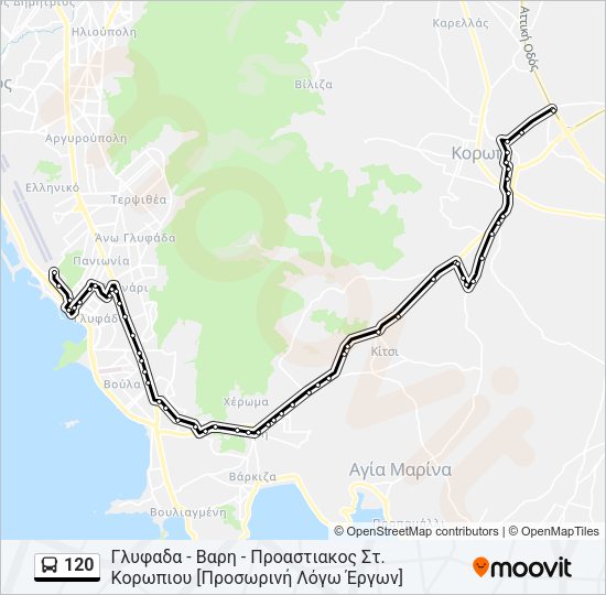 Χάρτης Γραμμής 120 λεωφορείο