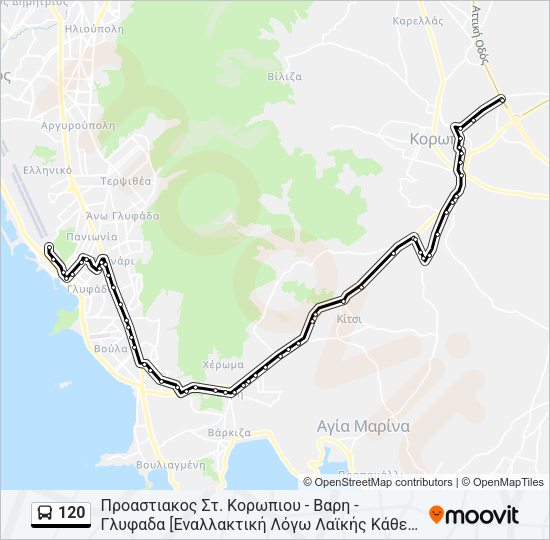 Χάρτης Γραμμής 120 λεωφορείο