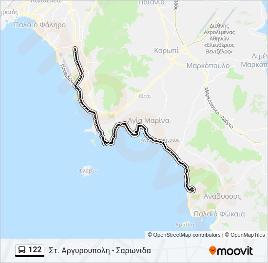 Χάρτης Γραμμής 122 λεωφορείο