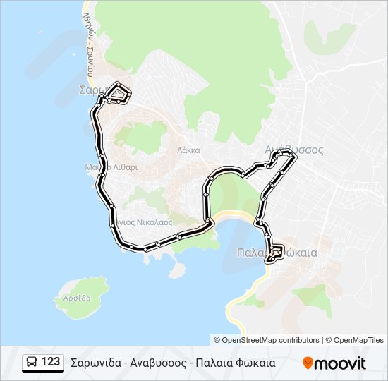 Χάρτης Γραμμής 123 λεωφορείο
