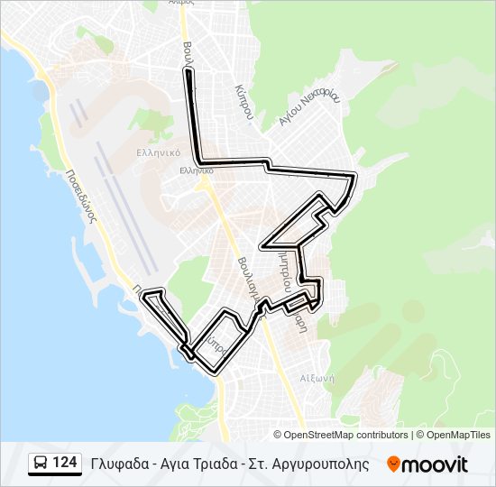 Χάρτης Γραμμής 124 λεωφορείο
