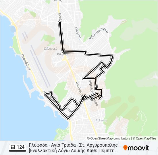 Χάρτης Γραμμής 124 λεωφορείο
