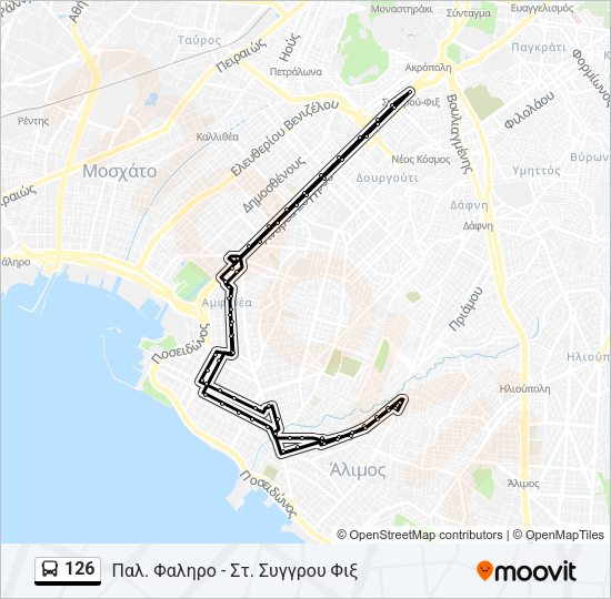 Χάρτης Γραμμής 126 λεωφορείο
