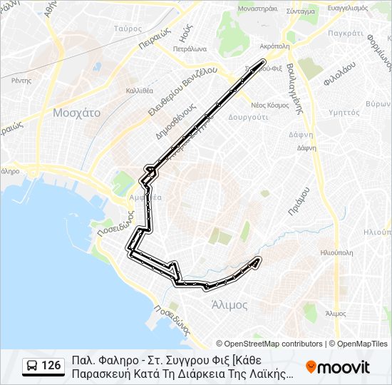 Χάρτης Γραμμής 126 λεωφορείο
