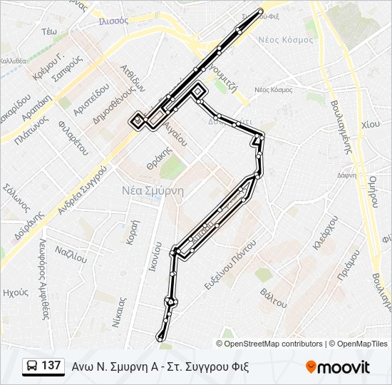 Χάρτης Γραμμής 137 λεωφορείο