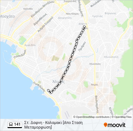 Χάρτης Γραμμής 141 λεωφορείο