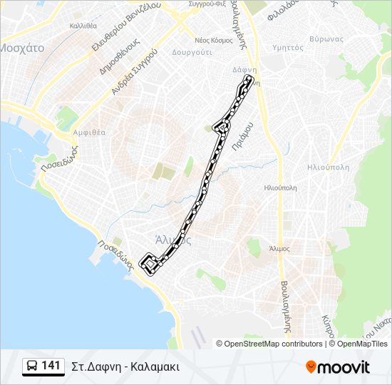 Χάρτης Γραμμής 141 λεωφορείο