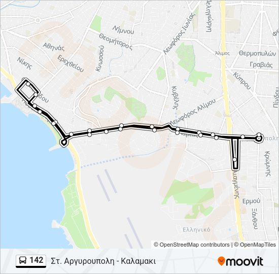 Χάρτης Γραμμής 142 λεωφορείο