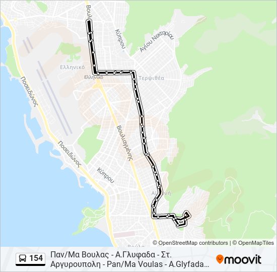 154 bus Line Map