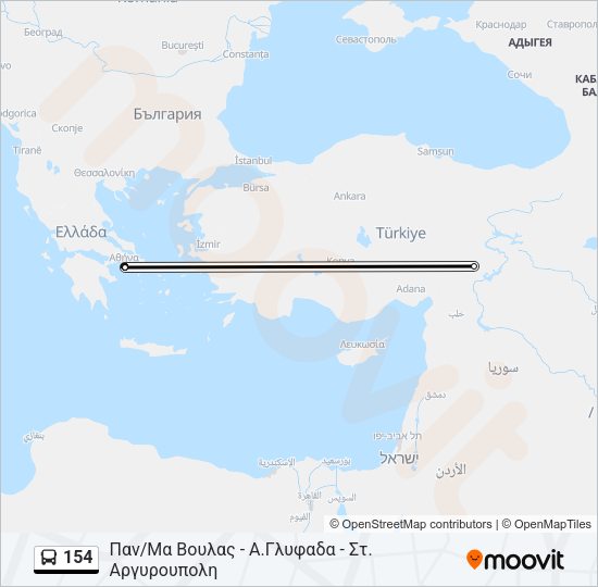 Χάρτης Γραμμής 154 λεωφορείο