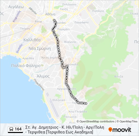 Χάρτης Γραμμής 164 λεωφορείο