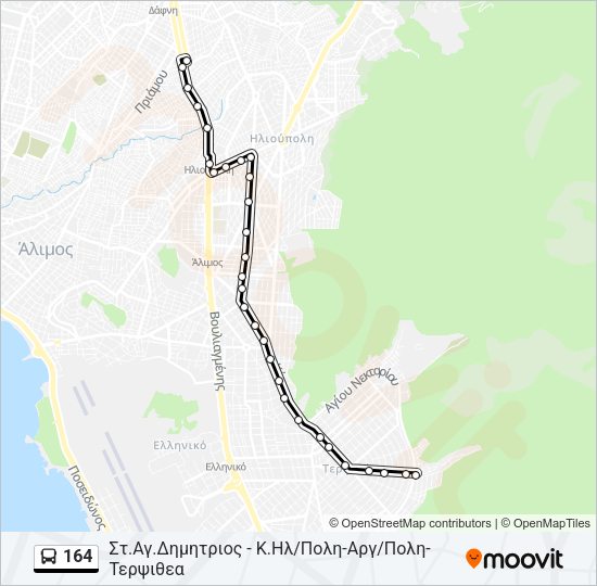 Χάρτης Γραμμής 164 λεωφορείο