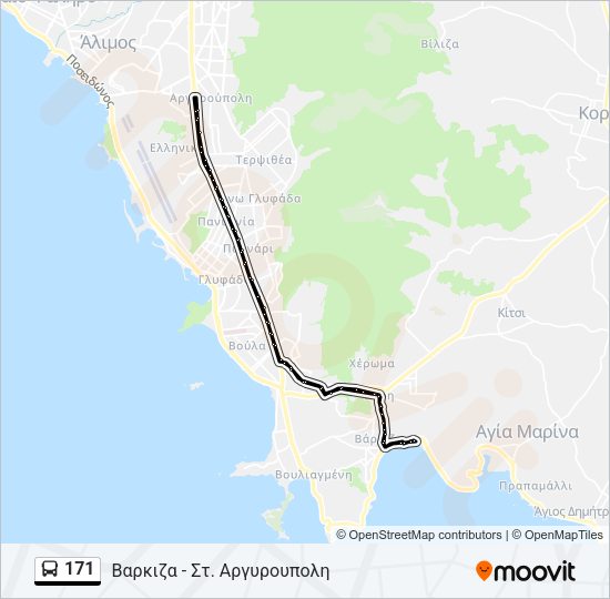 Χάρτης Γραμμής 171 λεωφορείο