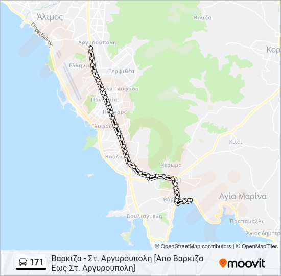 Χάρτης Γραμμής 171 λεωφορείο