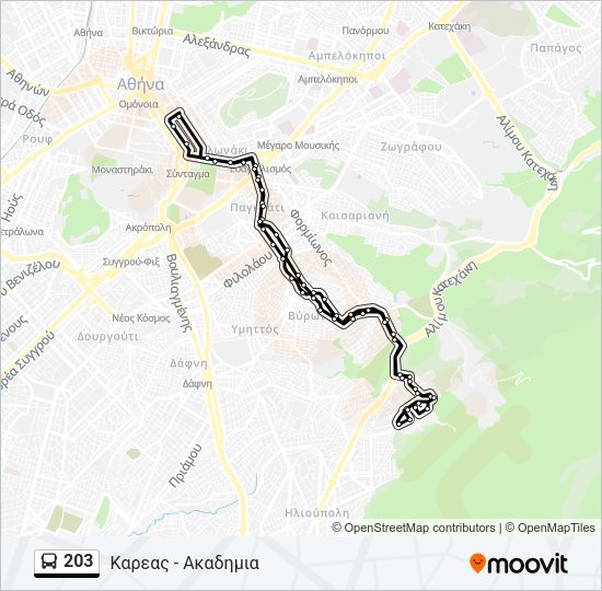Χάρτης Γραμμής 203 λεωφορείο