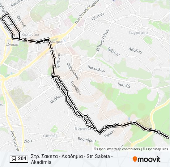 204 bus Line Map