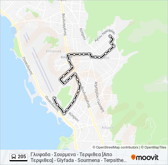 205 bus Line Map