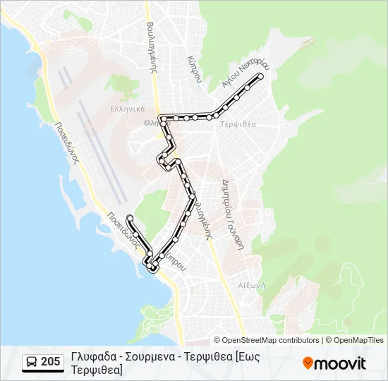 205 Bus Line Map