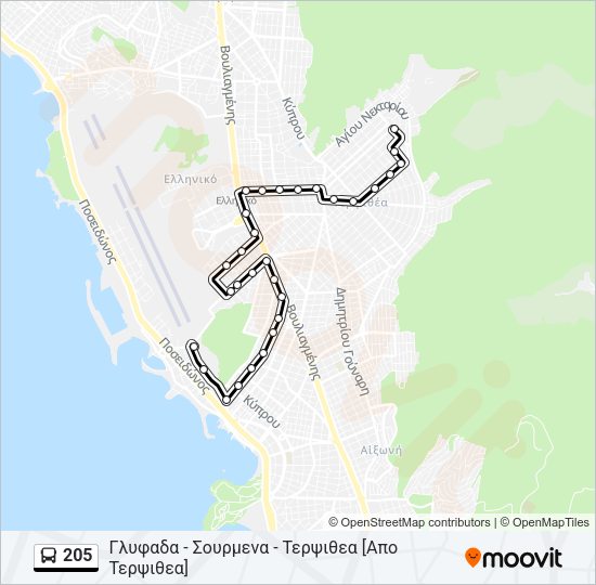 Χάρτης Γραμμής 205 λεωφορείο