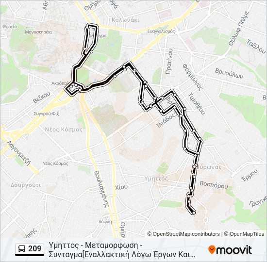 Χάρτης Γραμμής 209 λεωφορείο