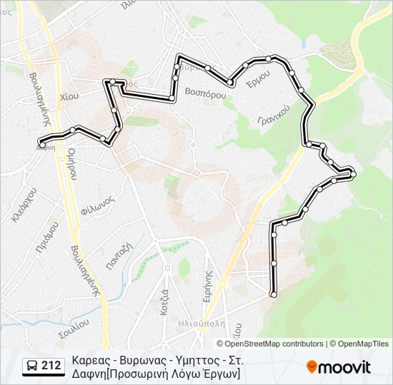 Χάρτης Γραμμής 212 λεωφορείο