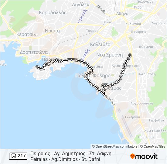 217 bus Line Map