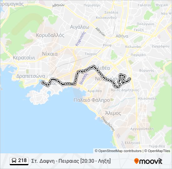 Χάρτης Γραμμής 218 λεωφορείο
