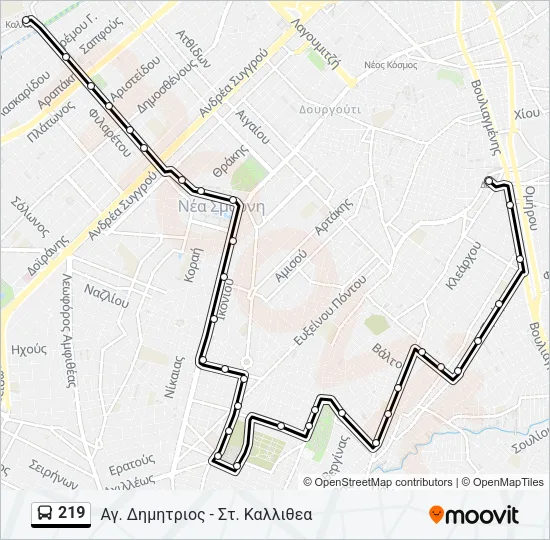 219 Bus Line Map