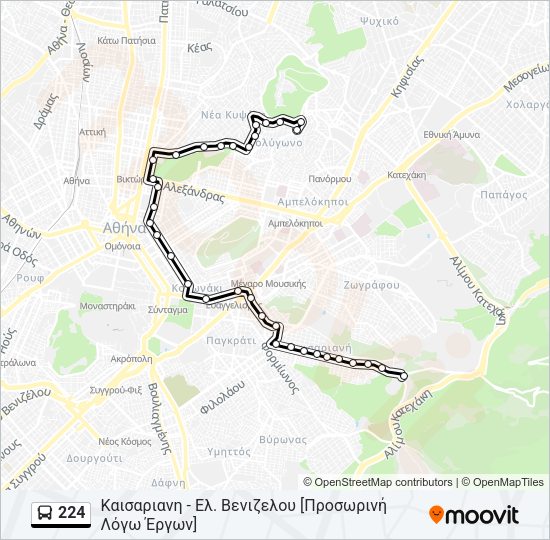Χάρτης Γραμμής 224 λεωφορείο