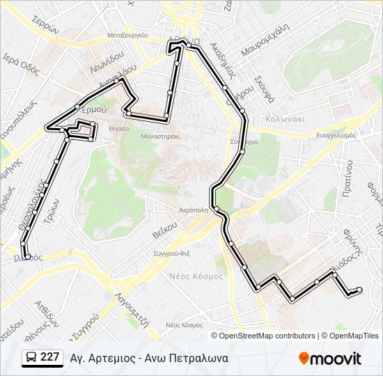 Χάρτης Γραμμής 227 λεωφορείο