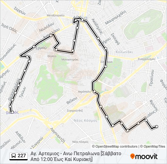 Χάρτης Γραμμής 227 λεωφορείο