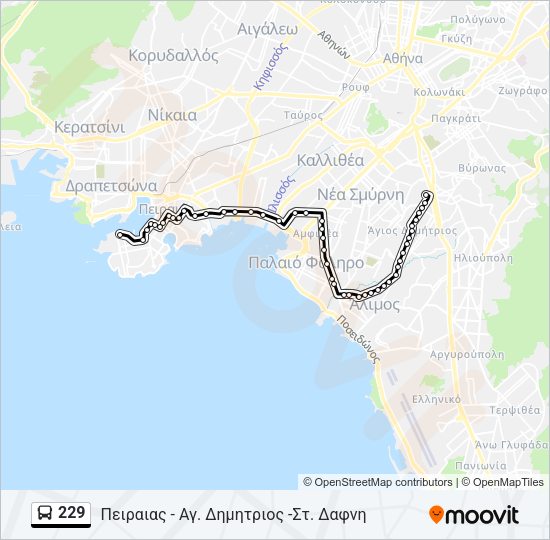Χάρτης Γραμμής 229 λεωφορείο