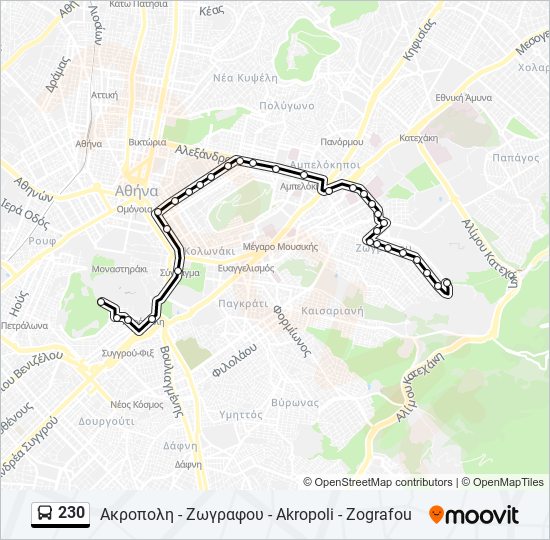 230 bus Line Map