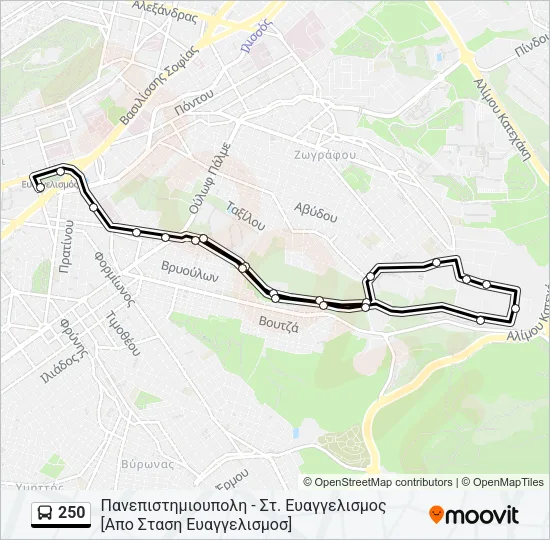 250 Bus Line Map
