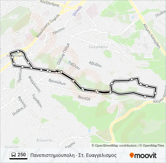 250 Bus Line Map