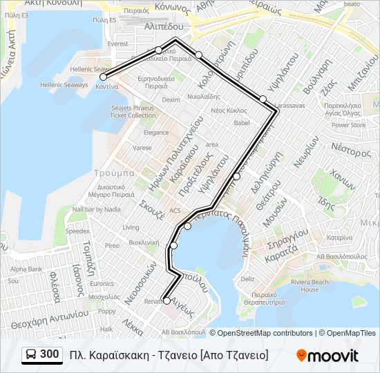 Χάρτης Γραμμής 300 λεωφορείο