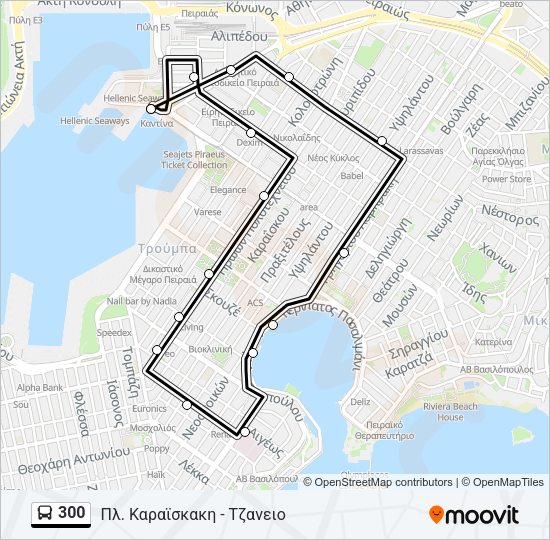 Χάρτης Γραμμής 300 λεωφορείο