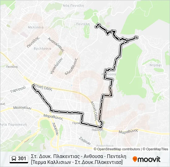 301 Bus Line Map
