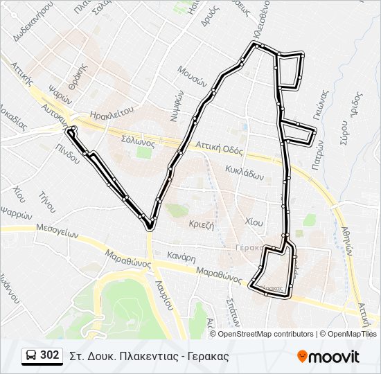 Χάρτης Γραμμής 302 λεωφορείο