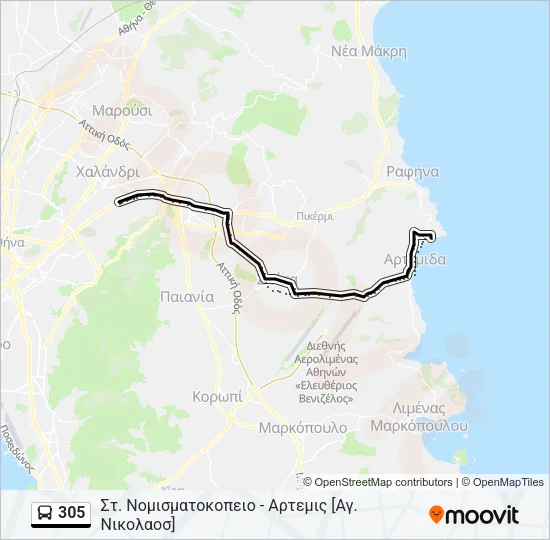 305 Bus Line Map
