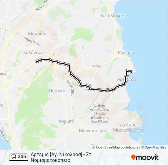 305 Bus Line Map