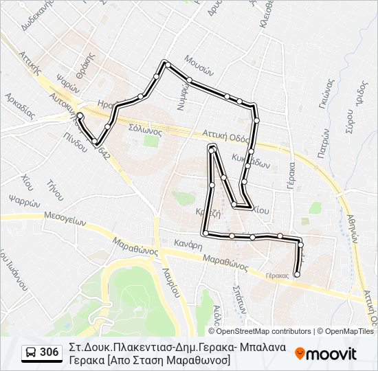 Χάρτης Γραμμής 306 λεωφορείο
